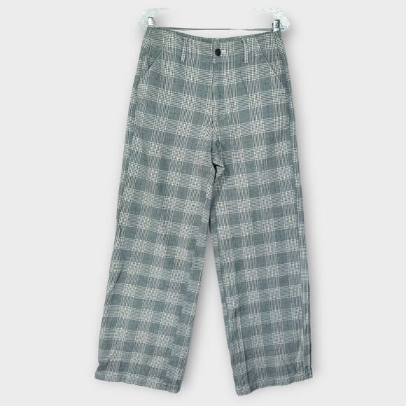 Womens American Eagle Super High Rise Baggy Wide Leg Pants Black White 6 LONG - Picture 2 of 7